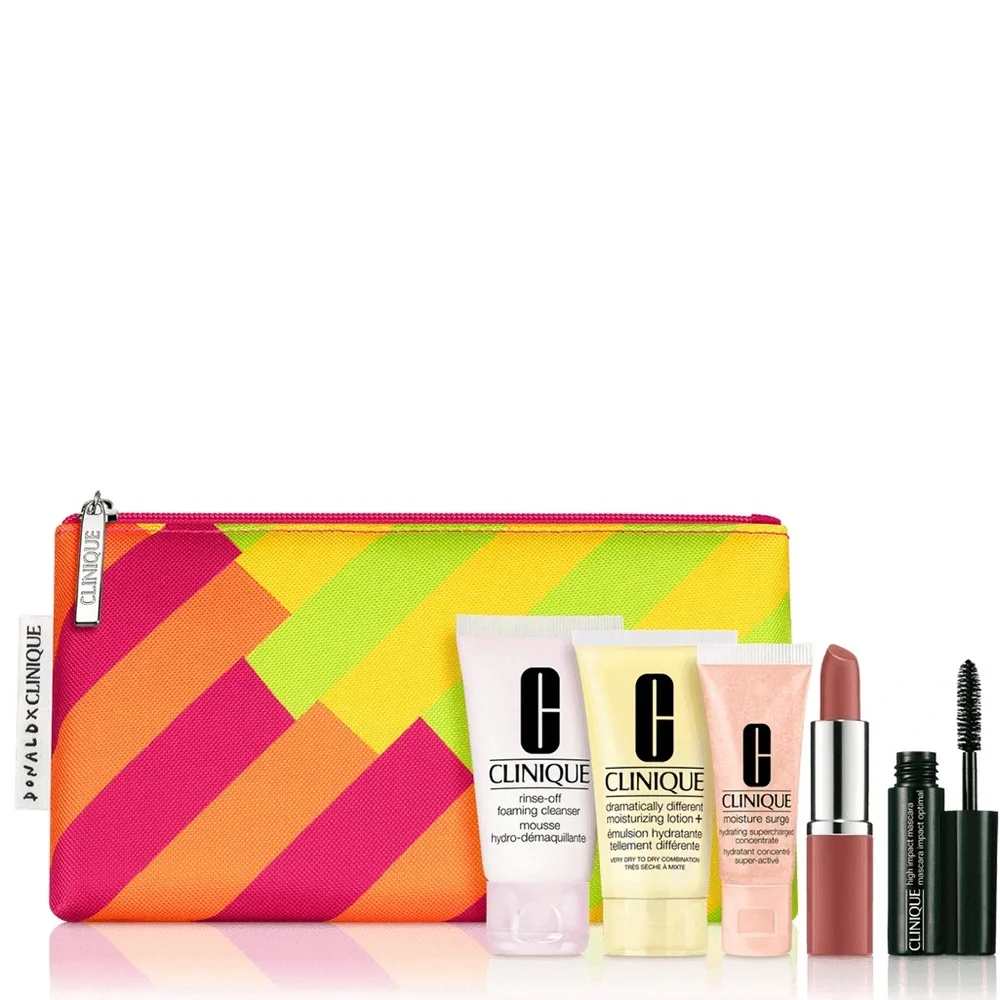 Clinique Donald x 6 pc Gift Set soap/remover/moisture surge/liner/lipstick - Picture 1 of 3